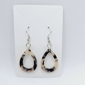 Teardrop Dangle Hoop Lightweight Acrylic Earrings Tortoiseshell New